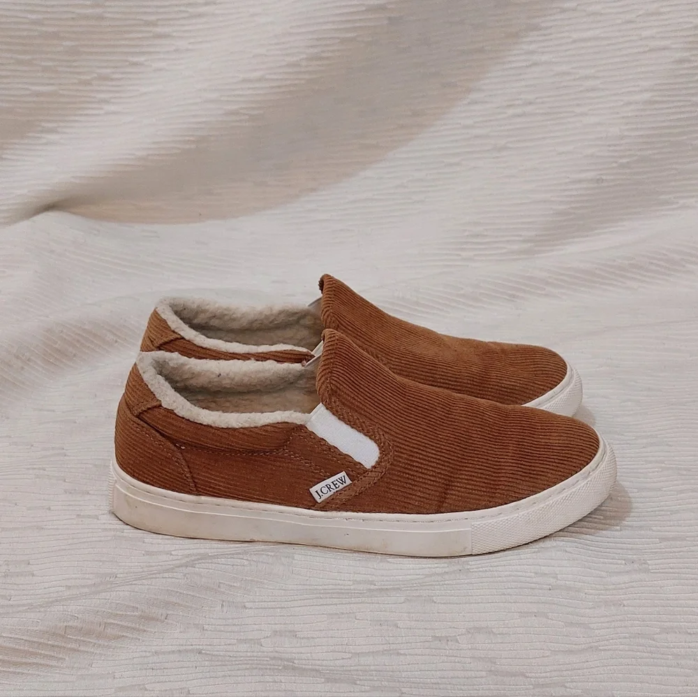 J. Crew Tan Corduroy Slip-On Sneakers Size 8